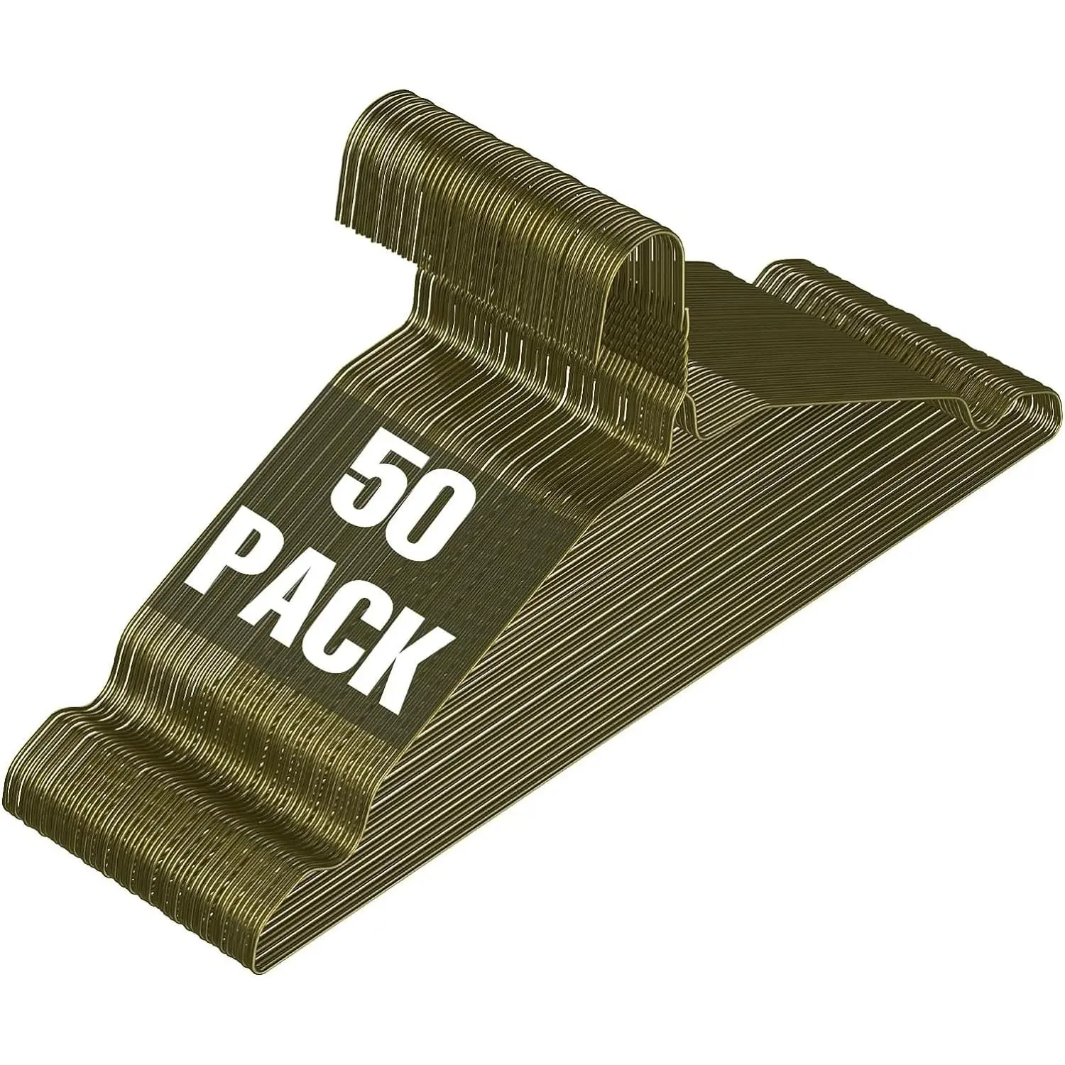 Wire Metal Clothes Hangers Bulk 50 Pack with Groove, 16.7 Inch, 12 Gauge Ultra Thin, Non Slip, for Standard Size Suits, Shirts, Pants, Skirts, Bronze