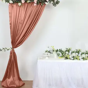 Terracotta (Rust) Satin Backdrop Drape Curtain, Photo Booth Event Divider Panel - 8ftx10ft