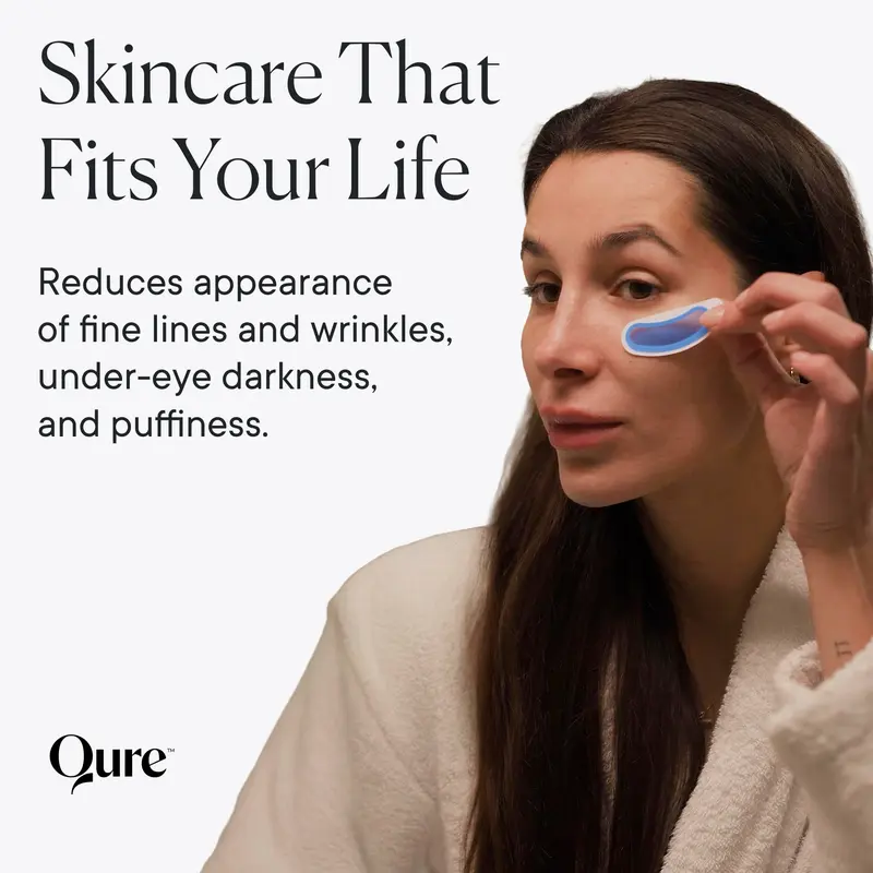 Qure Micro-Infusion Anti Wrinkle Patches for Smile Line, Frown lines, Under Eye Bags, Puffiness, Crow's Feet - Retinol, Niacinamide, Caffeine, Peptides - Dissolvable for Overnight Use - 8 Pairs 1