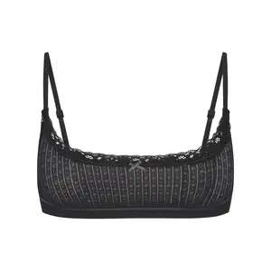 LIGHTWEIGHT COTTON POINTELLE SCOOP BRALETTE | SOOT TONAL