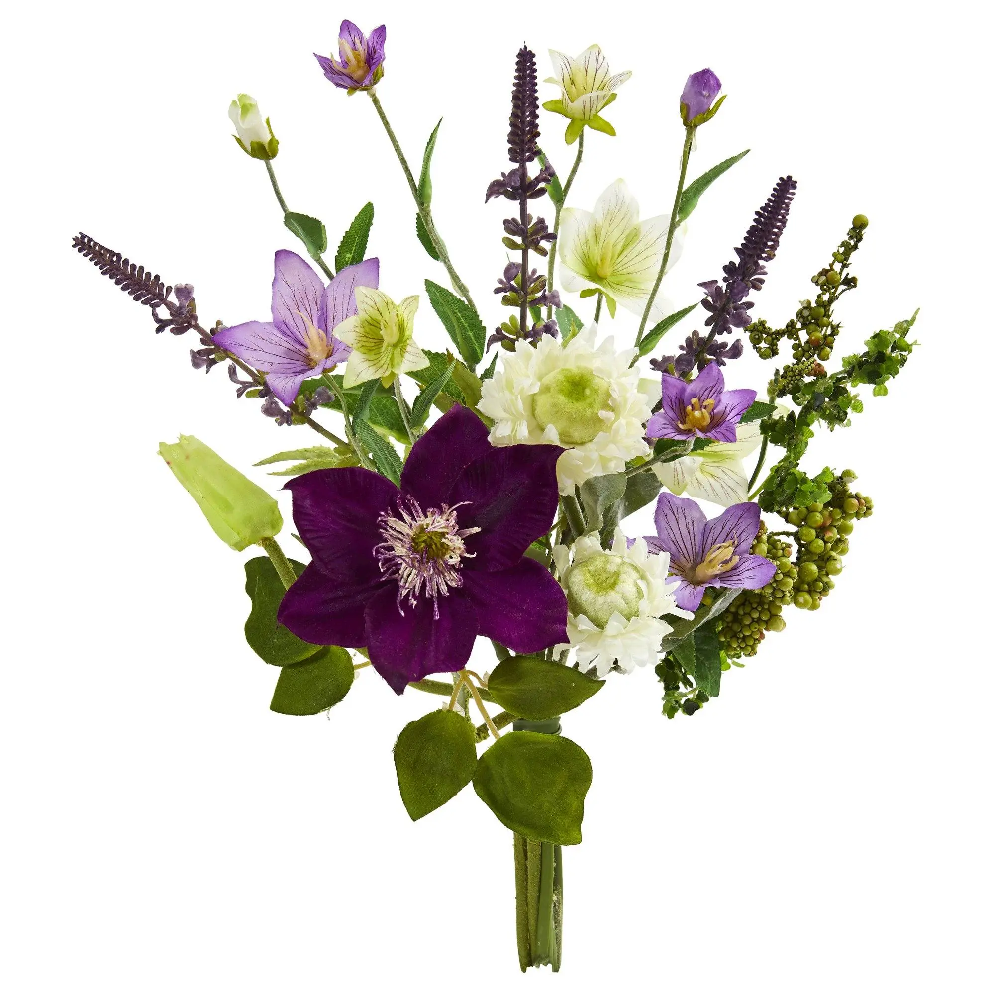 16” Mixed Artificial Flower Bouquet (Set of 4), Decorative Bouquet, Bouquet Flowers