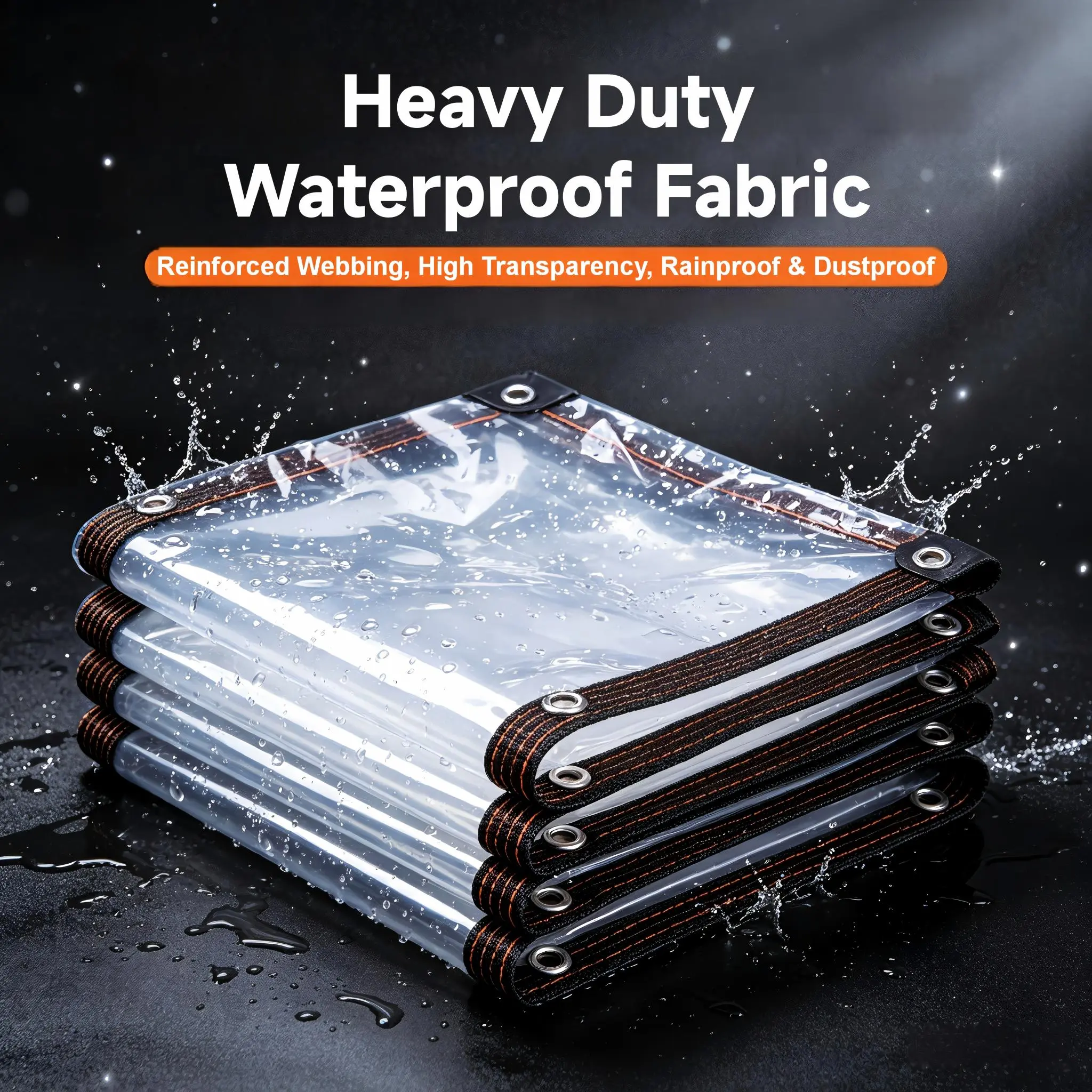 Transparent Heavy Duty Waterproof Tarpaulin Cover with Metal Grommets & Zip Ties, Foldable Clear Rainproof Tarp, Easy to Install, Durable Dust & Rain Protection for Porch Canopy, Garden Fence, Camping, Backyard & Household Home Improvement Projects