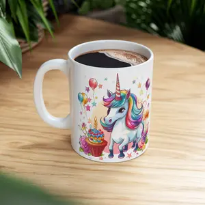 Unicorn, Ceramic Mug 11oz Coffee Drinkware Customized Tumbler Cup Washable Drink Reuse Reusable