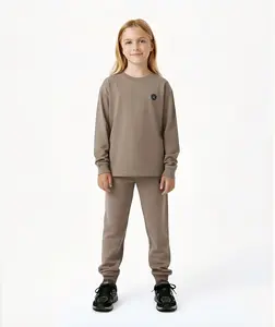 Taupe Cotton Girls Sweatpants