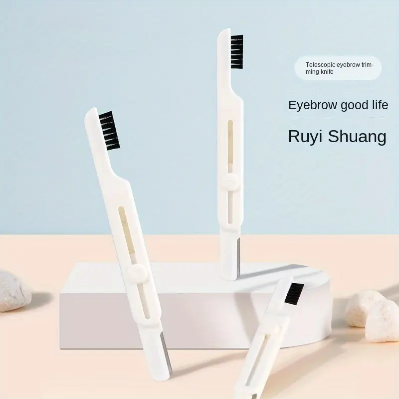 2/4pcs Portable and retractable eyebrow trimmer ABS handle, two integrated eyebrow scraping knives for women's beauty tools