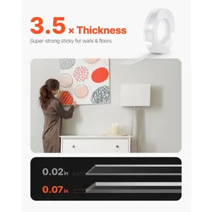 VEVOR Double Sided Tape Heavy Duty, 16 ft Nano Mounting Tape(3 Pack), Strong Adhesive Reusable, Clear Two Sided Wall Tape, Removable Poster Picture Hanging Strips for Home Office Car Outdoor UseVEVOR Super Brand Day