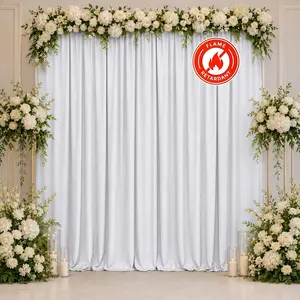Scuba Polyester Event Backdrop Curtain White 10ftx10ft Durable Flame Resistant Wrinkle-Free Photography Drape Panel With Rod Pocket
