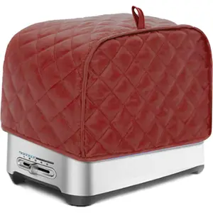 Polyester Fabric Quilted Four Slice Bread Toaster Cover Bakeware Protector, Dust and Fingerprint Protection- Best Gift for Mother, Red