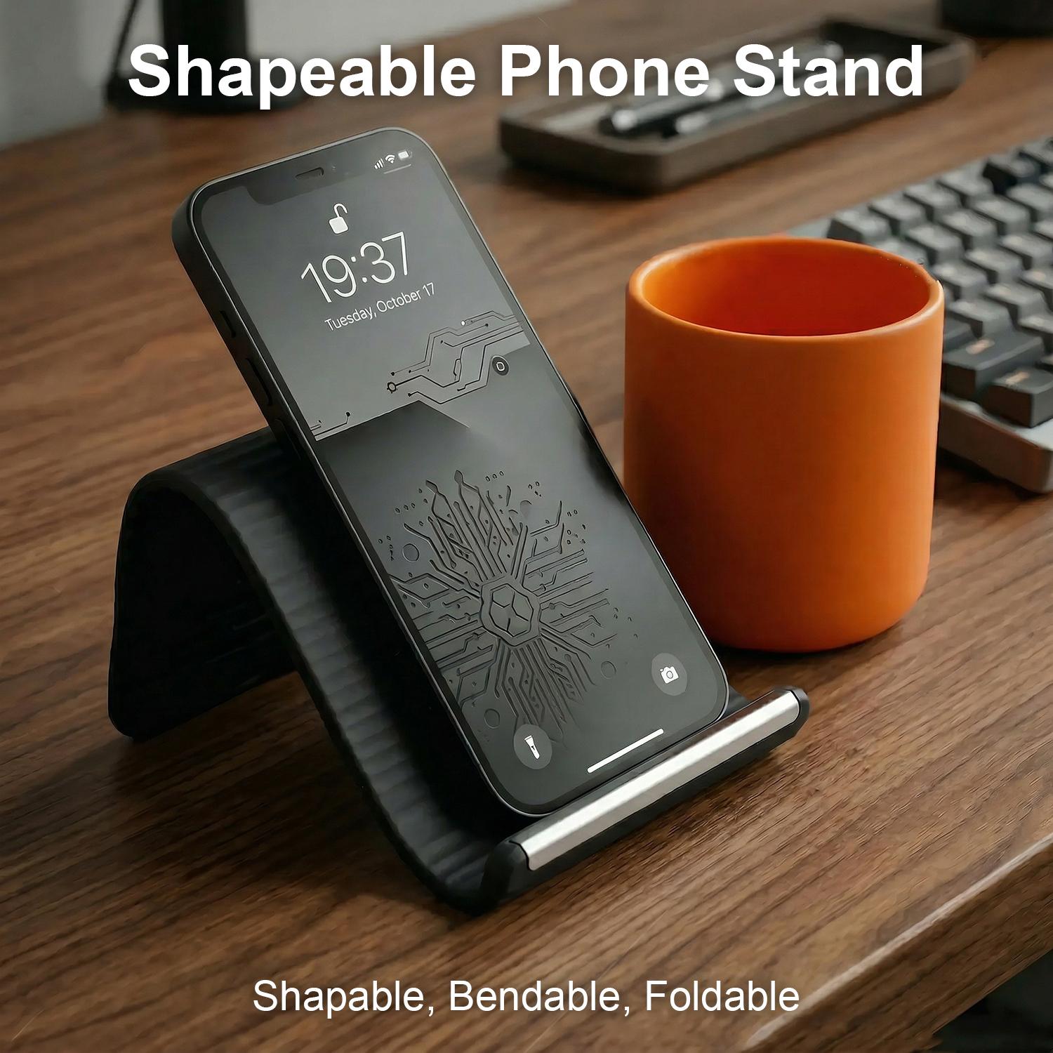 Flexible Silicone Aluminum Phone holder stand,Bendable Rollable Foldable Design,Universal Adjustable Anti-Slip Desktop Mount for Phone Tablet Laptop, Portable Ergonomic Holder for Home Office Travel