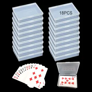 18Pcs Playing Card Deck Box, Blank Playing Card Cases, Clear Plastic Empty Playing Game Card Boxes Holder Storage Organizer,Acrylic Trading Card Case for Bank Card Business Card Game Card Snap Closed