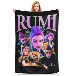 Rumi K-Pop Demon Hunters Huntrixs Blankets Fleece Summer_Breathable Super Warm Throw Blankets For Bed Outdoor Quilt280gsm soft flannel sofa k-pop demon hunter poster blanket