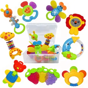 Baby Toys 0-6 Months Infant Toys 0-3 Months Infant Rattles Baby Rattle Teether Toy Set with Storage Box Musical rattles for Newborn Boy Girl Gifts Set with Baby's First Rattle Teether (11pcs)