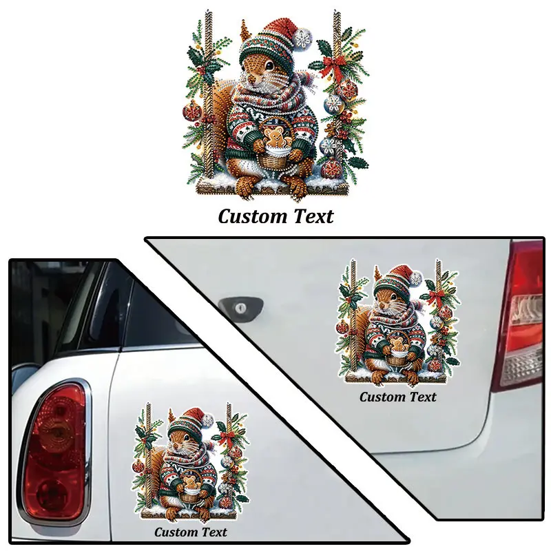 Enchanting Squirrels in Festival Sweater Vinyl Stickers - Suitable for Cars, Trucks, Bumpers, Windows, Laptops, Etc. - Perfect for Home and Holiday Decoration, Holiday Decoration | Winter Scenery Design | Christmas Decoration