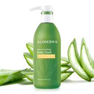 Aloderma Aloe Nourishing Body Wash 16oz - Moisturizing Body Cleanser with Fresh Organic Aloe Vera, Shea Butter, Allantoin, for Dry & Sensitive Skin