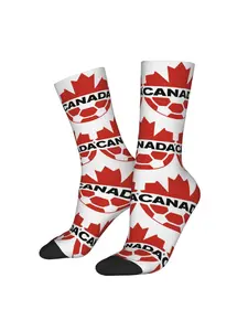 1 Pair Hip Hop Vintage CAN Football Team Design Crazy Men's compression Sock Unisex Street Style Seamless Printed Funny Novelty Happy Crew Sock Gift Halloween Christmas