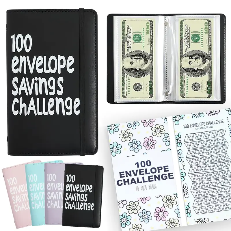 Money Saving Challenge - Budget Savings Challenge Book, Cash Envelopes Wallet | PU lederen envelop geldbesparende uitdaging, gemakkelijke en leuke manier opslag besparing budgetboek met geldenveloppen Money Saving Challenge - Budget Savings Challenge Book, Cash Envelopes Wallet | PU lederen envelop geldbesparende uitdaging, gemakkelijke en leuke manier opslag besparing budgetboek met geldenveloppen
