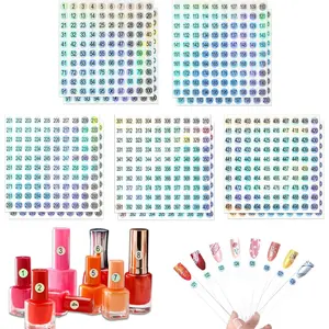 2 Sets Number Stickers, Self-Adhesive Round Office Labels,  Round Stickers for Organizing  Polish Bottle/ Swatch Sticks/Lipstick