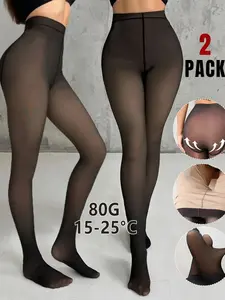 Women's Four Seasons Pantyhose Set, Fake Transparent Leggings, Seamless Stocking Pants, Outerwear Compatible, Underwear, 2-Pack, Fit