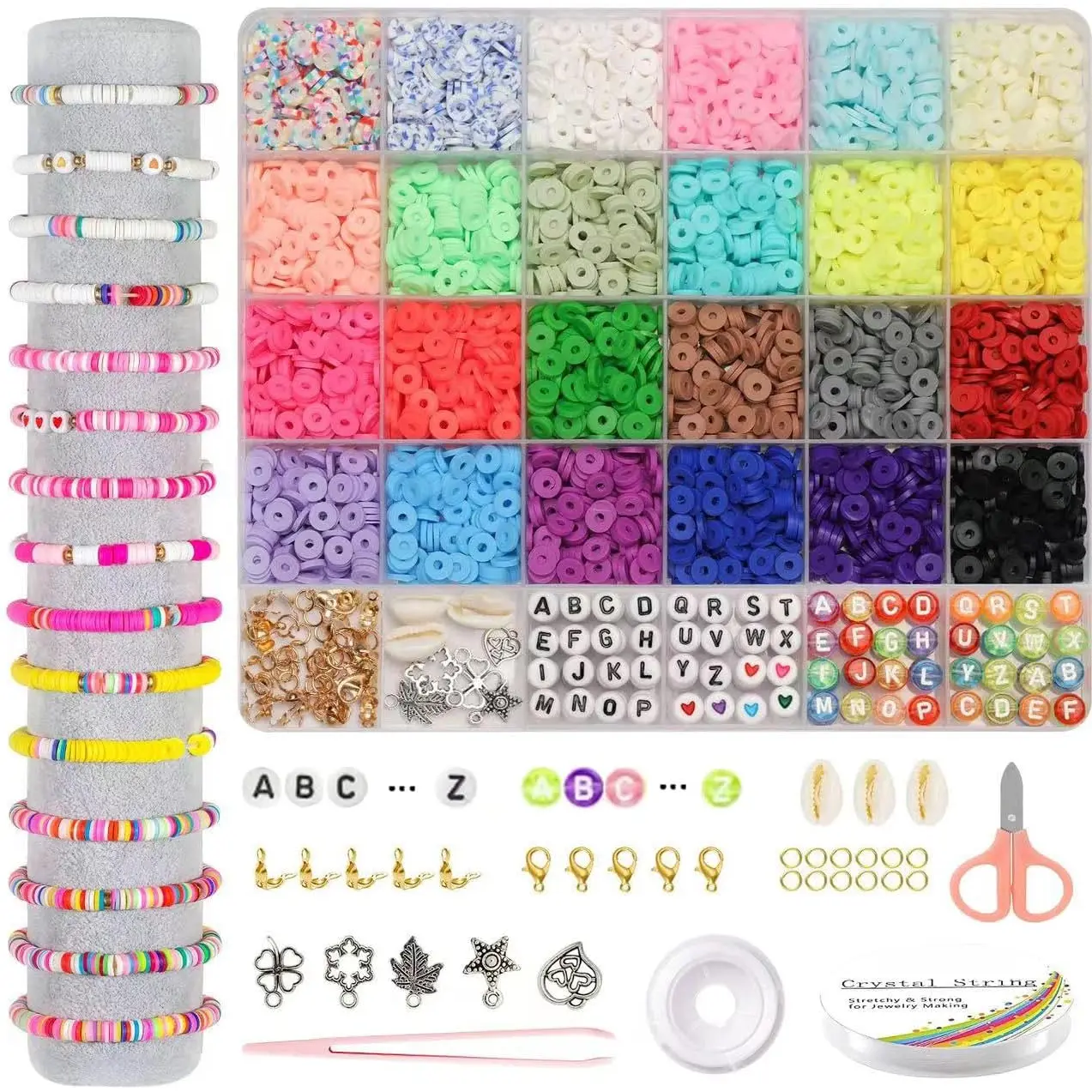 Clay Beads Bracelet Making Kit, 3800 count Polymer Flat Beads for  Making Heishi Beads for Friendship Bracelet Kit with Charm Kit for DIY Crafts Gifts for Girls  6-12