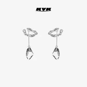 KVK Cloud Series Crystal Earrings - Platinum Color