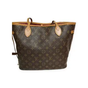 Pre-owned Louis Vuitton Monogram coated canvas with Vachetta leather trim Tote Bags Neverfull Brown monogram with natural Vachetta leather Very Good S014260416009