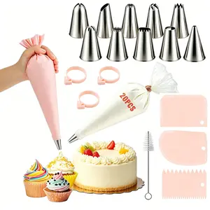 Professional 33-40 Count Cake Decorating & Baking Supplies Kit, Metal Rotating Stand, Russian Piping Tips, Scrapers Full Accessory Set for Pastry Enthusiasts, Decoration