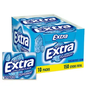 Extra Peppermint Sugar Free Chewing Gum, 15 pcs., 10 pk. Snack Flavor