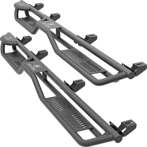 【EYOUHZ】Two Raised Steps Running Boards (Wheel to Wheel Side Steps) Compatible with 2020 2021 2022 2023 2024 2025 2026 Jeep Gladiator JT 4 Door, Bed Access Nerf Bars, Bolt-on Rock Sliders Rail