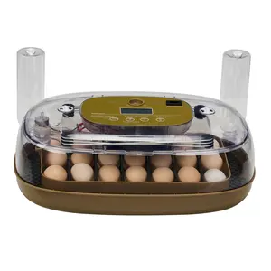 24-Egg Incubator with Automatic Egg Turning 110V Digital Poultry Hatcher LED Candler Temperature Humidity Control for Chickens Ducks Quails Khaki Transparent Home