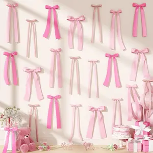 40Pcs Dusty Pink Bow Birthday Decorations DIY Ribbon Satin Bows Garland Wall Decor Photo Backdrop for Women Girl Coquette Bachelorette Baby Bridal Shower Room Bedroom Wedding Party Decor