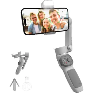 Smooth Q3, 3-Axis Gimbal Stabilizer for Smartphone with Fill Light and Tripod, Auto Inception -Zoom Time-Lapse, Portable and Foldable, Gesture Control, Android and  Gimbal