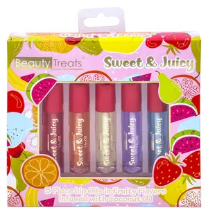 BEAUTY TREATS 5 PC LIP OIL SET- Varieties Hydrating Transparent lip gloss High-Shine Universal