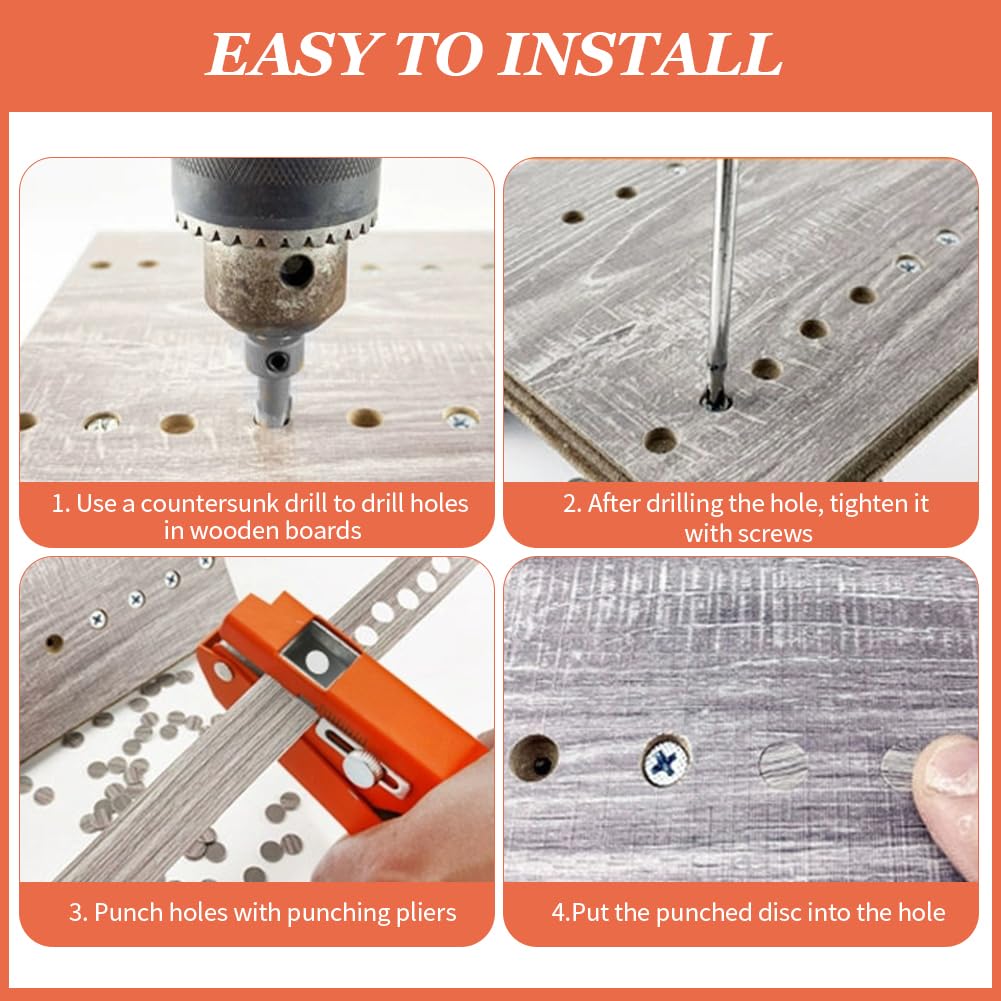 8MM 10MM 15MM Edge Banding Punching Pliers Set Professional Countersink Drill Screw Hole Hat Tool High Hardness Manual Punch Tool for Woodworking Furniture Cabinet Installation and DIY Wood Working Projects