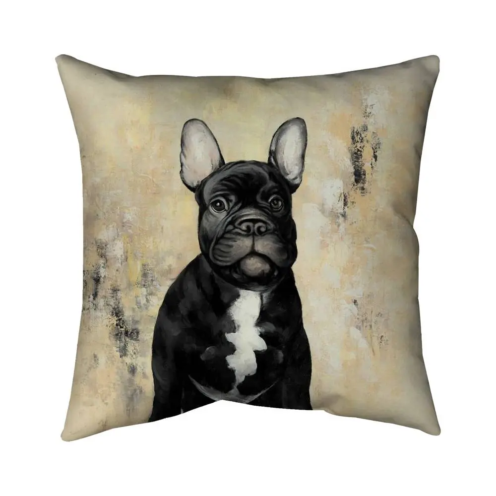Begin Home Decor 5541-1616-AN216 16 x 16 in. French Bulldog Black Pillow - Contemporary Home Decor Pet