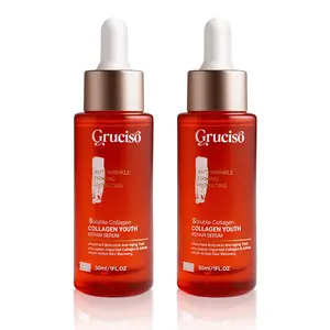 2 packs Gruciso Trehalose Collagen Hydration Soothing Serum 1.01 fl.oz (30 ml per bottle)｜Trehalose, Arginine, Soluble Collagen, Peony Root Extract, Peach Resin, hydrating, redness-soothing, sensitive skin, moisturizing,glow facial serum