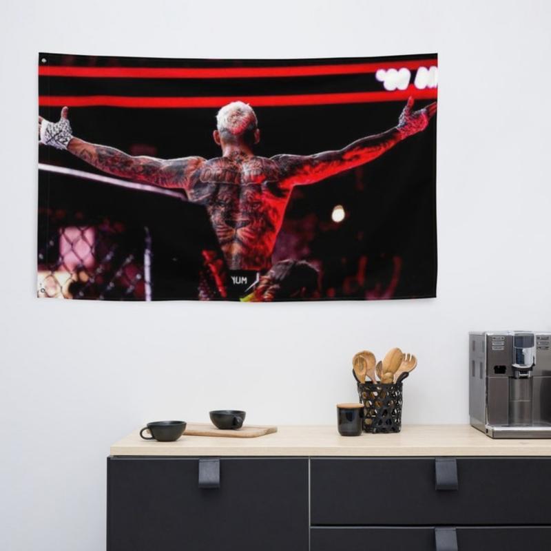 Charles Oliveira Inspired Room Flag, Motivational Wall Decor, Hard Work and Dedication, Inspirational Gift Cotton Decorative