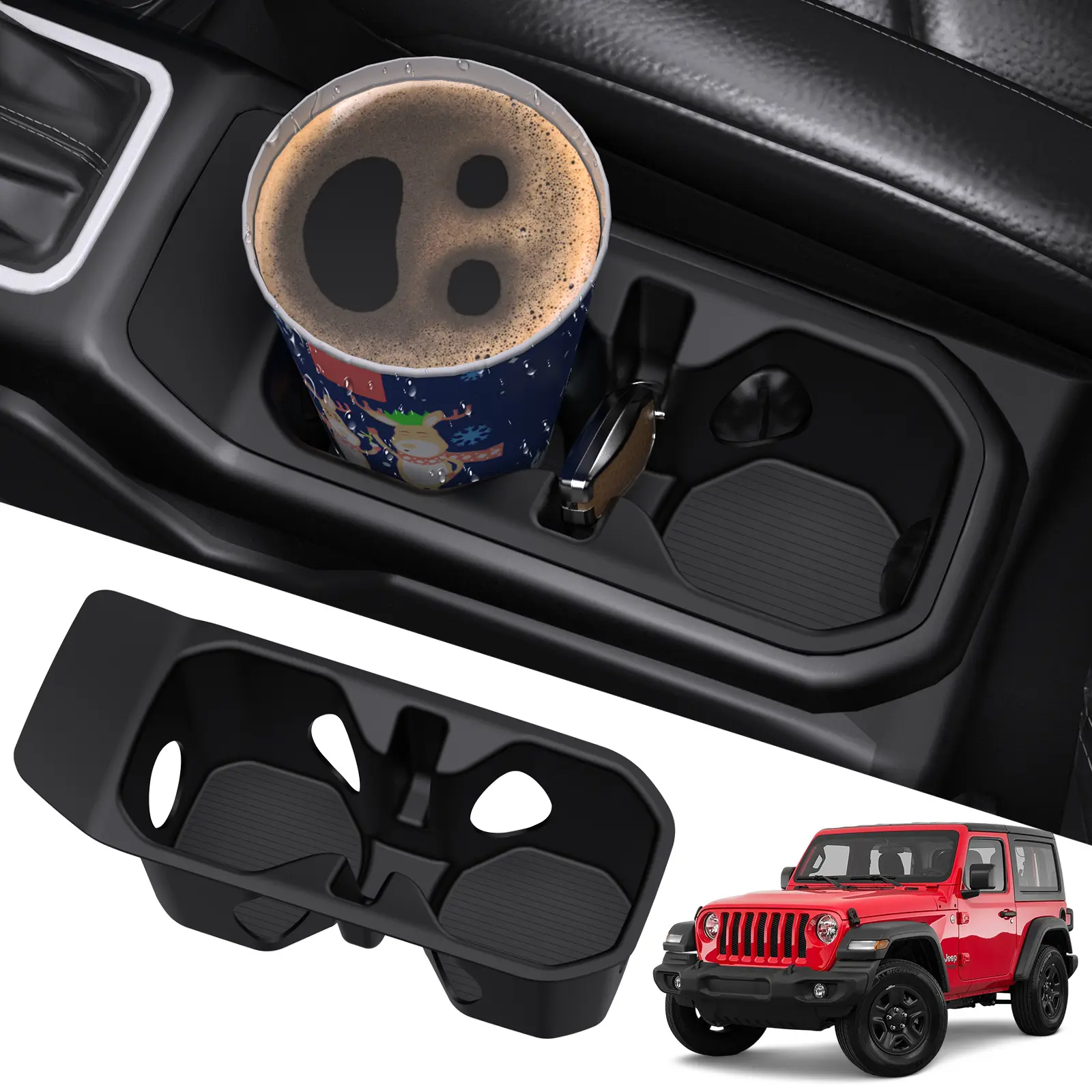 [SummerFinds]Cup Holder Coaster Fit for 2018-2024 Jeep Wrangler JL JLU 4XE & Gladiator JT, Cup Holder Mat Pad Inserts Interior CupHolder Liner, Central Control Water Cup dust pad