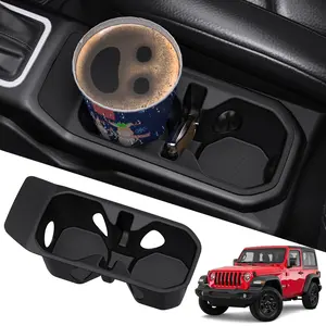 Cup Holder Coaster Fit for 2018-2024 Jeep Wrangler JL JLU 4XE & Gladiator JT, Cup Holder Mat Pad Inserts Interior CupHolder Liner, Central Control Water Cup dust pad