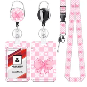 Sweet Cute Bow Nurse Badge Reels Retractable Set, Expandable Teacher ID Clip, Detachable Business Card Holder, Ideal for Nurses & Teachers Gifts