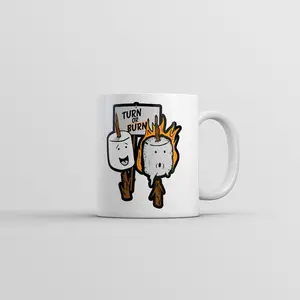 Turn Or Burn Mug Funny Camping Graphic Coffee Cup - 11oz Funny Coffee Mugs Ceramic Printed Drinkware Cup