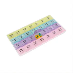 Letter Pattern Multi Grid Medicine Storage Box, 1 Count Portable Pill Storage Box, Pill Organizer for Travel & School & Office