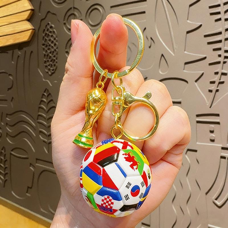 2026 USA-Canada-Mexico World Cup Keychain Set: World Cup Trophy & Official Match Ball Design, Premium Sports Fan Accessories