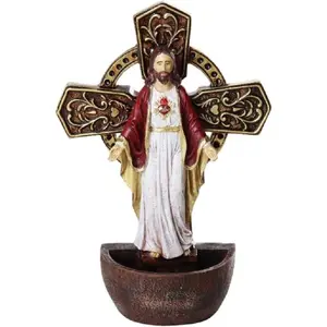 The Sacred Heart of Jesus Holy Water Font Religious Sacrament Wall Decor 6.75 inches