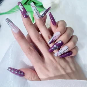 Full Kit: 24Pcs Nails with Glue & Tabs nina pool press bedazzled kit xcoattips btartboxnails,handmade acrylic nails