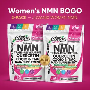 BOGO NMN Supplement 500mg NAD+ Resveratrol for Women – Buy 1 Get 1 Free Womens Longevity Anti Aging – NMN NAD Supplement with CoQ10 Quercetin Quercetin – Cellular Energy Brain Health – Nicotinamide Mononucleotide – Clean Nutra Juvanix