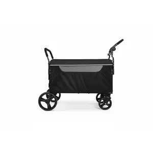 Garvee 2-in-1 Dog Wagon Stroller with Ramp for Medium & Large Dogs, Collapsible Push-Pull Pet Cart with All-Terrain Wheels, One-Step Brake & Mesh Windows, Portable Travel Wagon for Senior Dogs, Camping, Hiking & Outdoor Walks, Heavy Duty, Grey