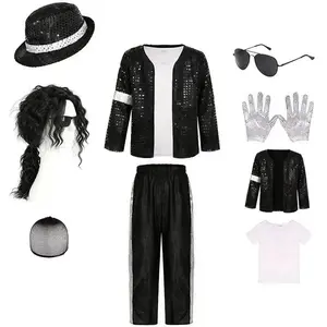 Michael Jackson Cosplay Costume  Halloween Cosplay Birthday Party Dance Performance Costume Pop Star Boys Girls Outfits