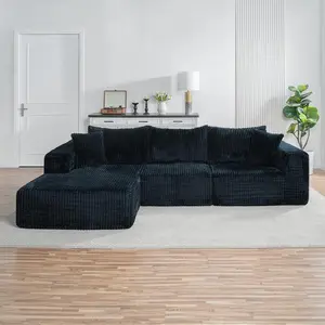 110” Modular Cloud Couch, Deep Seat Corduroy Sectional, No Assembly Sofa Bed | Boneless sofa, L-Shape Convertible Lounge, Pet-Friendly, Ultra Soft