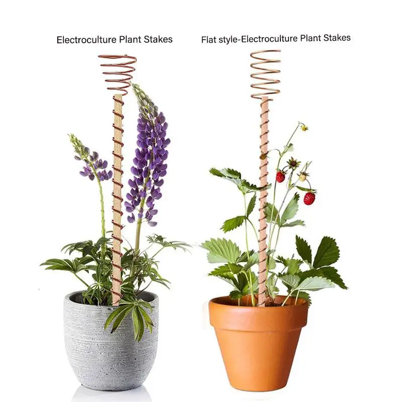 Electroculture Plant Stakes, Gardening Copper Coil Antennas Stakes, Gardening Copper Wire for Growing Garden Plants and Vegetables