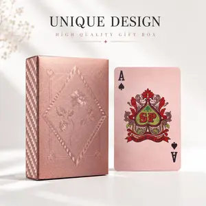 Rose Champagne Pink Waterproof Diamond Playing Cards, Luxury Glitter Finish Poker Deck, Durable Flexible Cards for Party Game Night, Christmas & Gift Use